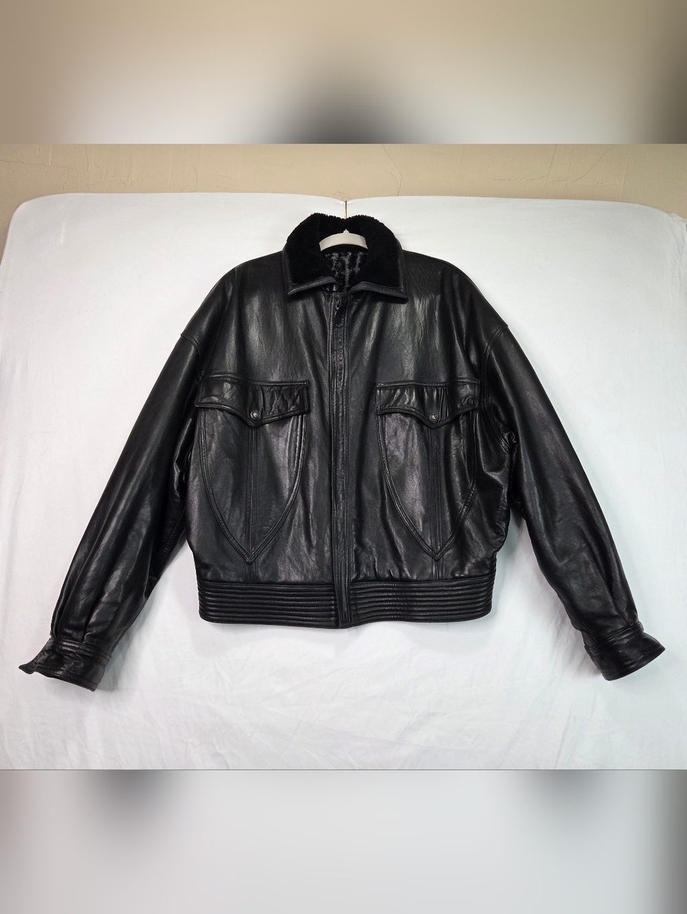 Vintage‎ Gianni Versace Leather Bomber Jacket Men’s XL Black Italy 80s 90s